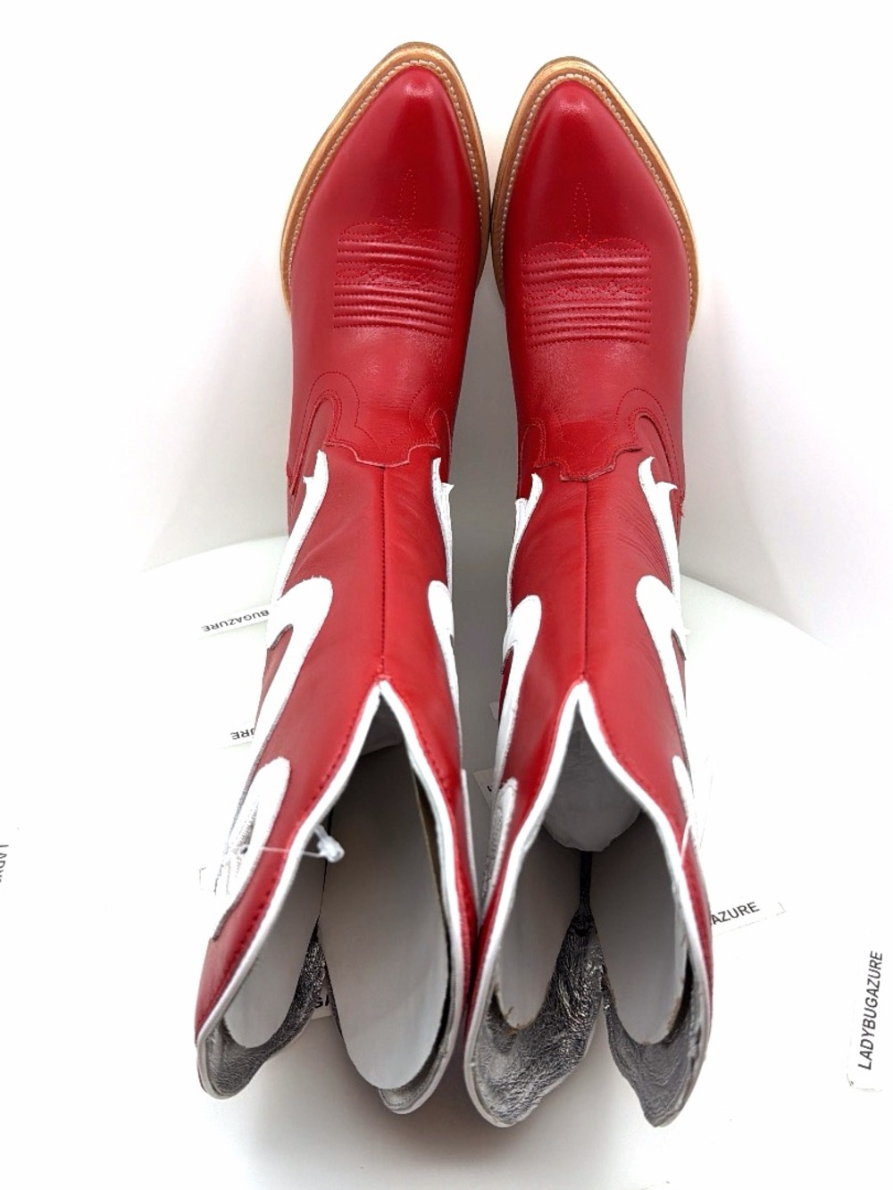 🔥NWOB Ariat Women's Beaux J Toe Crimson Cowgirl Boots W/White Bow Accents Size 7 - Picture 10 of 13